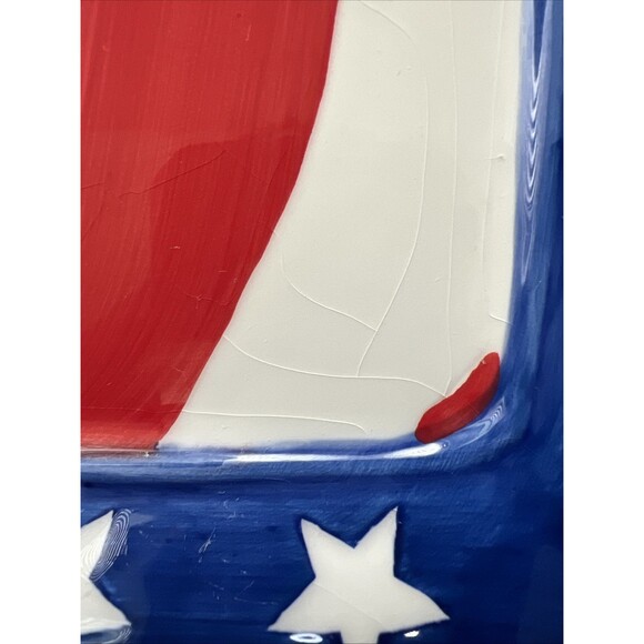 VTG American Flag Patriotic Chips & Dip Platter 4th Of July 16”x 10.5” x 1” Home - Picture 7 of 13